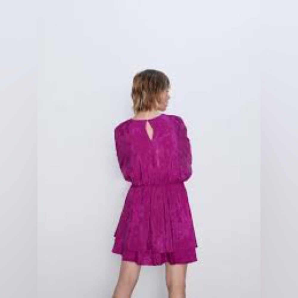 Zara Satin Effect Jacquard Dress - Sz XL - NWT - Picture 3 of 10